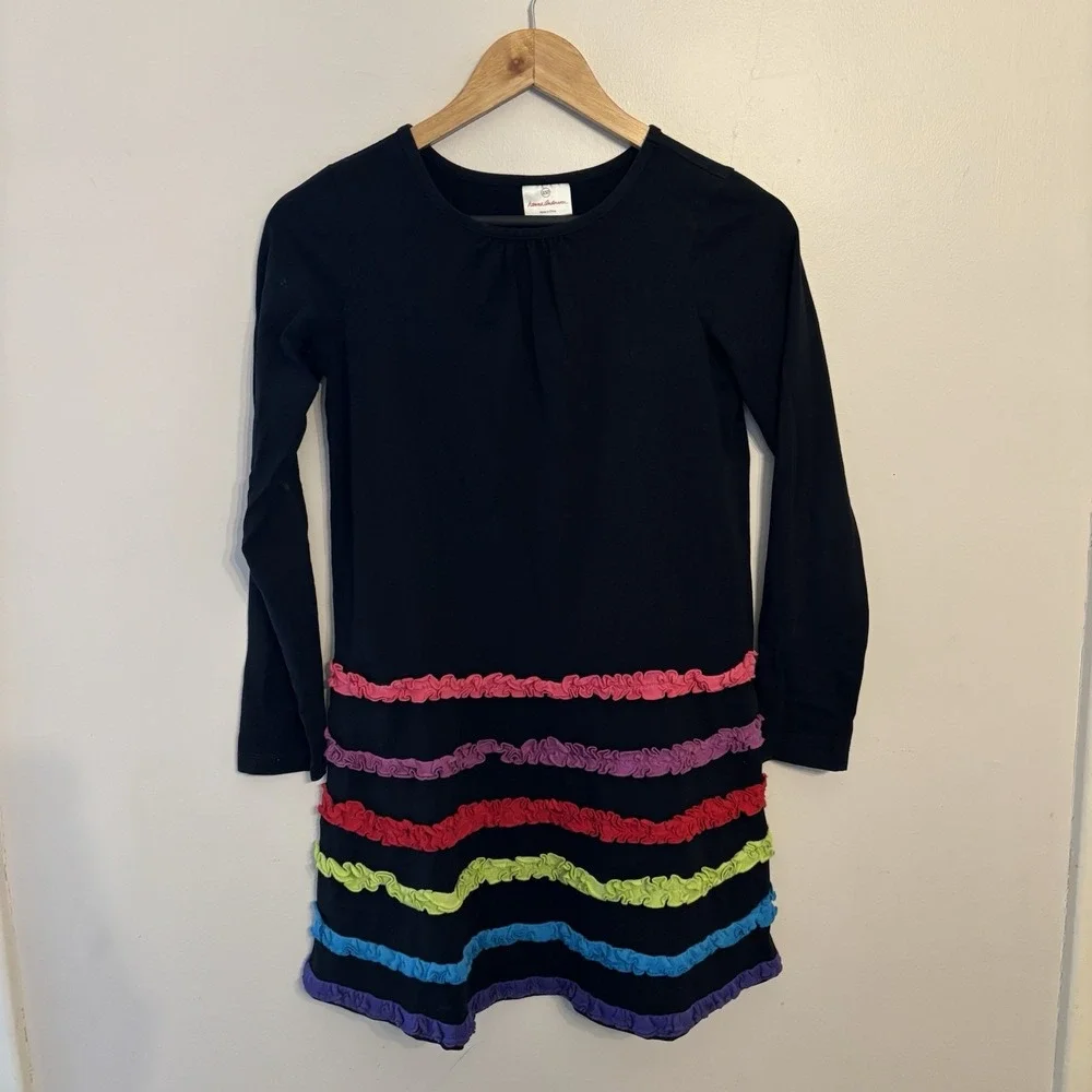 Hanna Andersson Girls Black Rainbow Dress Long Sleeves Size 150 US‎ 12